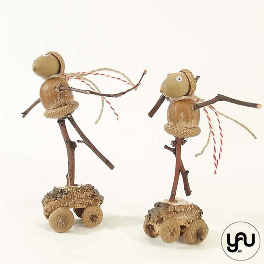 Figurine din lemn "CREATURILE PADURII" - spiridusi ghinda | 2 buc