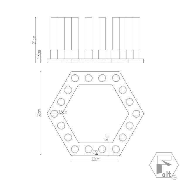 Structura flori geometrica lemn HEXAGON | E18H2