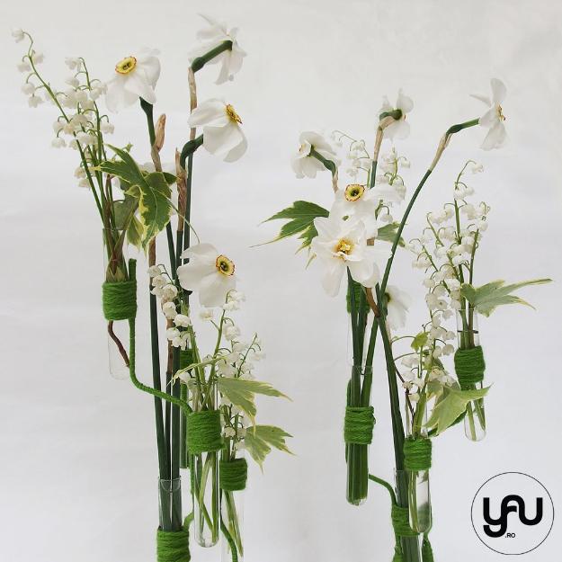 Aranjament floral lacramioare narcise yau.ro yau concept elena toader