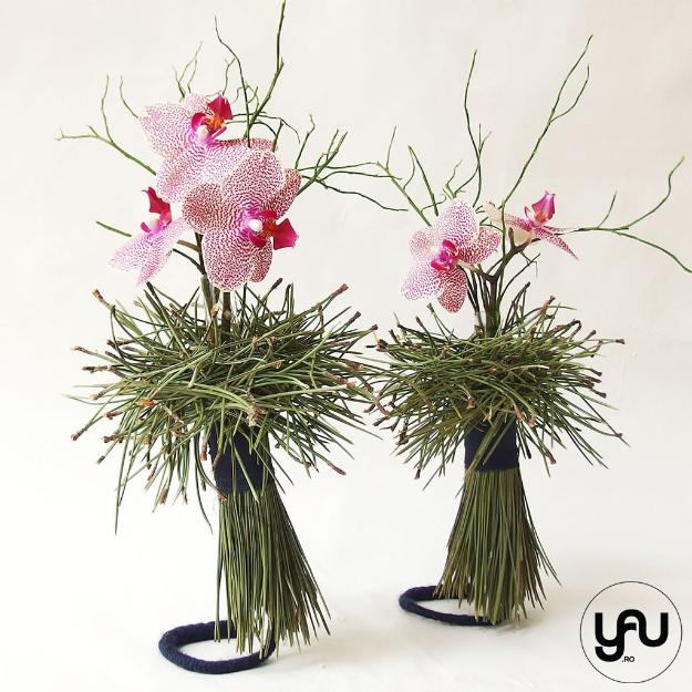 Aranjament floral orhidee si pin yau.ro yau concept elena toader